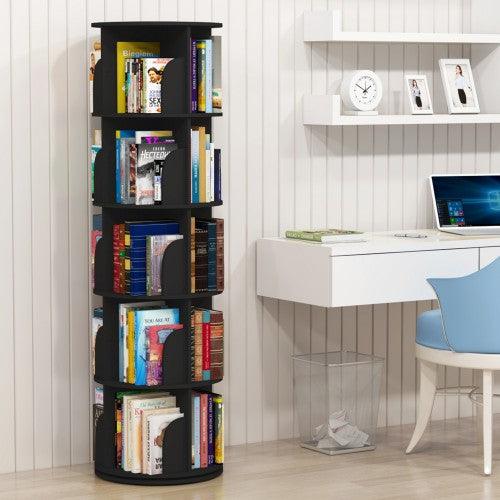 360° Rotating Stackable Shelves Bookshelf Organizer - Black (3-5 Levels) - Toytexx 360° Rotating Stackable Shelves Bookshelf Organizer - Black (3-5 Levels) - Toytexx